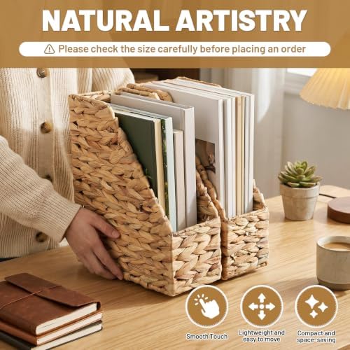 Mifoci 2 Pcs Water Hyacinth Magazine File Organizers 11*9.8*4'' - Image 5