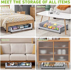 Tututry Under Bed Storage with Wheels, XXL 60L Under the Bed Storage Bins, Underbed Storage Containers with Lids & Label, Rolling Metal Drawer for Shoes, Clothes, Books, Toys (4-Pack Gray) - Image 5