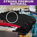 MIZGI Black Velvet Hangers 100 Pack,Premium Gold Clothes Hangers Non-Slip Felt Hangers,Sturdy Black Hangers Heavy Duty Coat Hangers,Durable Suit Hangers Space Saving, No Flocked Hanger Marks - Image 6