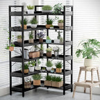KOUSEI 6 Tier Bookshelf, L Shaped Corner Bookcase, 69 Inch, Black - Image 5