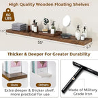 55in Floating Shelves for Wall, 9.3in Deep Rustic Shelves Set of 2 - Image 3
