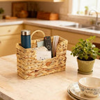 Hanging Magazine Basket, Woven Wall Magazine Holder Organizer with Handle for Mail, Files, Books - Water Hyacinth Farmhouse Storage Rack for Bathroom, Kitchen, Office - Image 4