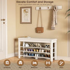 IUNVR Shoe Rack Bench Seat Rubberwood 3-Tier Wooden Storage Bench 550lbs Compact Mid-Century Modern Design for Entryway, Hallway, Closet, Front Door Entrance, Foyer - Image 3