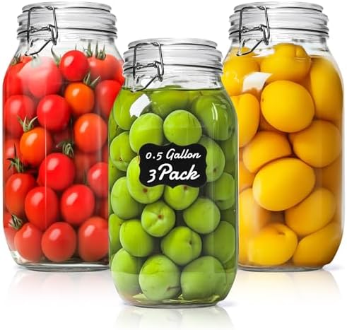 ComSaf Large Glass Jars with Airtight Lids 71 oz 3 Pack Pantry Organization by ComSaf