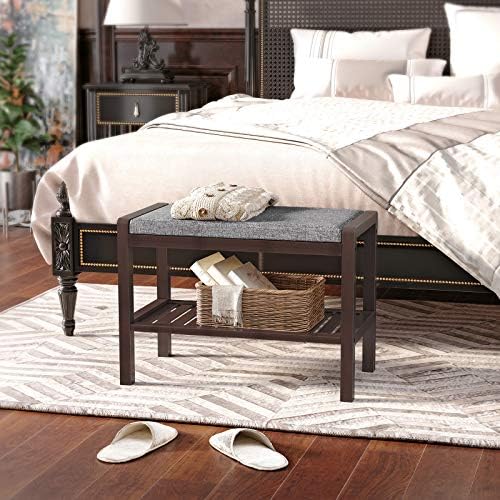 SONGMICS Shoe Rack Bench, Padded Seat, Storage Shelf, Holds Up to 350 lb - Image 2