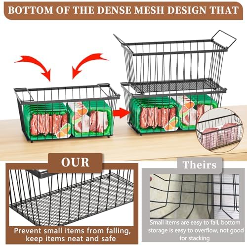 Enhanced Leak-Proof Bottom - Freezer Organizer Bins ，6 Pack Stackable Deep Freezer Organizer Bins for 7 Cu.FT Small Chest Freezer，organization and storage，pantry organizers - Image 2