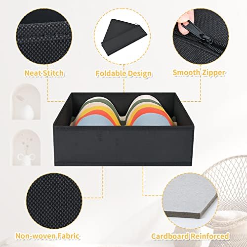 DIMJ Clothes Drawer Organizer, 12 Packs, Foldable Underwear Organizer for Baby Clothes, Tie, Bra, Sock (Black) - Image 3