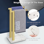 NearMoon Hand Towel Holder with Balanced Marble Base, SUS304 Stainless Steel Stand Towel Ring L Shape Hand Towel Rack Free-Standing Towel Bar for Bathroom Kitchen Countertop (Double Rod, Brushed Gold) - Image 4