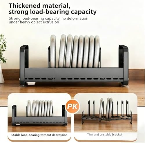 Pots and Pans Organizer Under Cabinet, Expandable Pot Lid Organizer - Image 6