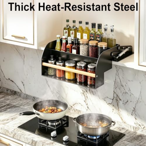 REALINN Pull Down Shelf for Upper Cabinets, 3 Tier Spice Rack, Black - Image 7