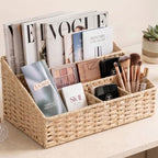 Rattan Mail Organizer - Countertop, Desk, Bills, Woven Basket, Magazine Holder, Mail Sorter, Hobo Organizer，Beige - Image 5