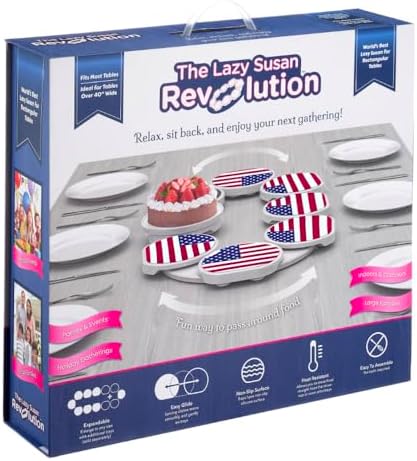 US Flag - The Lazy Susan Revolution - The First Patented Lazy Susan Turntable Expandable for Rectangular & Oblong Tables - Kitchen & Dining Tables - Great Gift! Parties & Gatherings by TheLazySusanRevolution