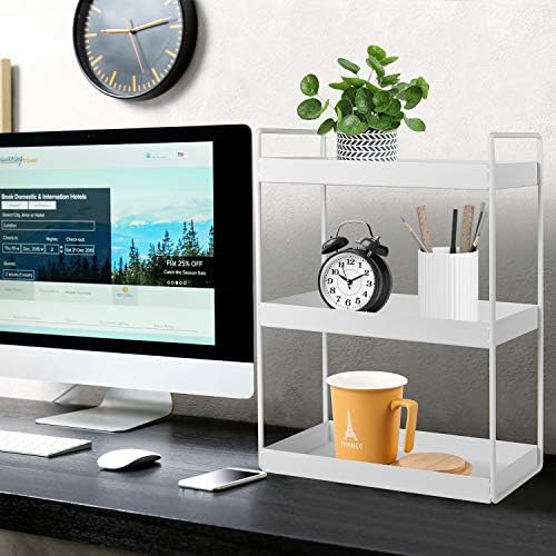 3-Tier Bathroom Countertop Organizer Vanity Tray Cosmetic & Makeup Storage Kitchen Spice Rack Standing Shelf, White - Image 6