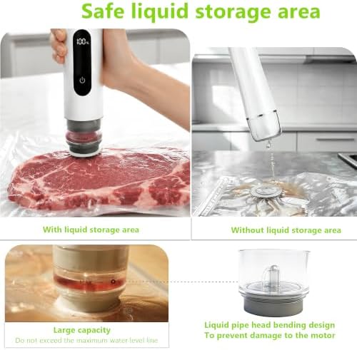 Compact Vacuum Sealer for Food Storage: Portable Handheld Food Sealer, 80kPa Suction, 1800mAh Battery, 30 Reusable Vacuum Bags, Preserve 5X Freshness with Easy Operation - Image 2