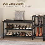YATINEY 3-Tier Shoe Rack Bench, Wooden Shoe Storage Bench, Industrial Entryway Bench with Storage, Multi-Functional Shoe Rack with Seat for Bedroom, Hallway, Living Room, Black HX05BB - Image 5