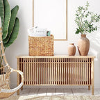 Tatuo Woven Magazine Holder Basket, Tall Seagrass Storage, Light Brown - Image 4