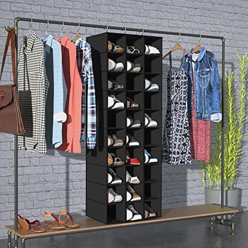 Libeder 30 Section Hanging Shoe Organizer & Storage for Closet, Black - Image 4