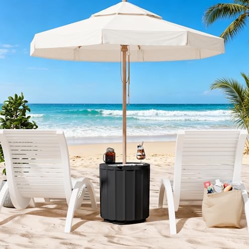 Outdoor Umbrella Table, Side Table Umbrella Stand, 2 Pack, Black - Image 7