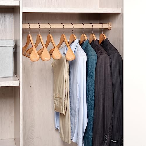 Amber Home 6 Pack Natural Wide Shoulder Wooden Suit Hangers - Image 6