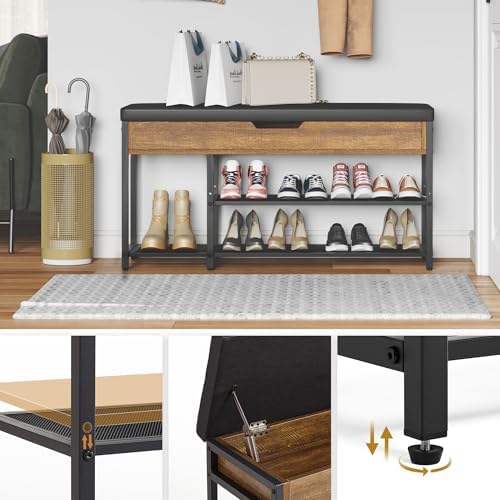Mondeer 37.8'' Shoe Rack Bench with Upholstered Cushion - Image 5