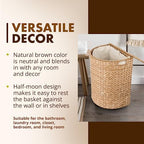 KOUBOO Seagrass Half Moon Basket, Handwoven Laundry Hamper Basket with Lid, Handles, & Removable Liner, Home Decor and Organization, Natural - Image 3