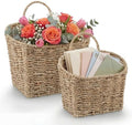 84ECO Set of 2 Seagrass Hanging Baskets for Organizing, Front Door, Mail, Flowers by 84ECO
