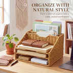 RattanView Desk File Organizer, Woven Mail Organizer Countertop, Plastic - Image 6