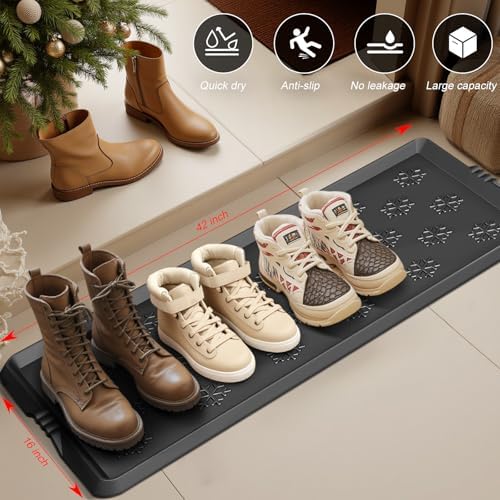 Azadx Heavy Duty Boot Trays Natural Rubber Shoe Mat Tray for Entryway - Image 4