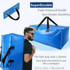 Heavy Duty Extra Large Blue Moving Bags with Strong Zipper Backpack Handles - Image 3