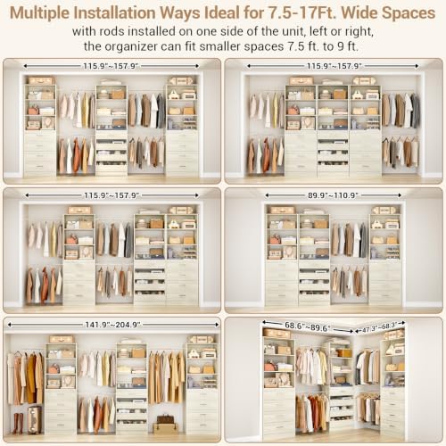 Aheaplus Closet System with 12 Drawers, 8.5-11.5Ft Closet Organizer System - Image 2