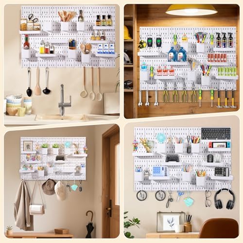 48 PCS Pegboard Wall Organizer Kit, 6 Panels with 42 Hooks and Baskets - Image 4