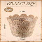 AceOrbit 9 Pcs Scalloped Seagrass Plant Basket, Medium, Brown - Image 4