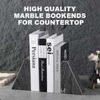 Karibiber Marble Bookends for Heavy Books, Decorative Book Ends for Shelves, Titanium Black Stone Durable and Heavy-Duty Book Ends for Hardback Books & CDS, Unique Book Stopper & Holder, Set of 2 - Image 6