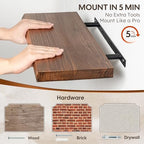 36" Live Edge Floating Shelves Set of 2, Solid Elm Wood, Vintage - Image 5