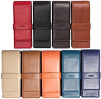DiLoro Leather Triple Pen Case Pencil Pouch Holder for Three Fountain Ballpoint Rollerball Pens and Pencils - Image 4