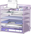 Daltack 6-Tier Paper Organizer for Desk with Handle, Purple by DALTACK