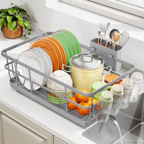 TOOLF Dish Drying Rack for Kitchen Counter,12.4''W x 16.5''L x 7.2'', Gray by TOOLF