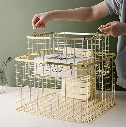 Set of 3 Nested Wire Basket Trays for Storage and Organizing (Gold) - Image 7