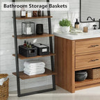Vagusicc Wicker Storage Basket, Set of 2 Hand Woven Wicker Baskets for Organizing with Handles, Decorative Small Storage Bins for Countertop Toilet Paper Basket for Toilet Tank Top Shelves, Black - Image 6