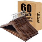 Wood Hangers - 60 Pack Solid Shirt Hangers, Heavy Duty & Slim Wooden Hangers, for Suit, Coat, Jacket, Pants (Walnut) by Uilmart