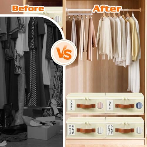 GhvyenntteS 12 Pack Sheet Organizers and Storage, Foldable Bed Sheet Organizers and Storage with Zipper, Handle, Window and Label (Queen & King Size) - Image 2