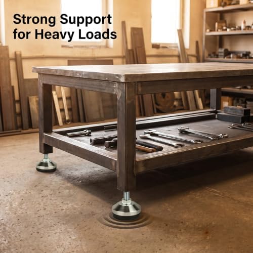 Heavy Duty Leg levelers ， Leveling Legs 2.36" Dia Base,Adjustable feet levelers M12 Thread, 1300 Lb Capacity,Capacity for Workbench, Machine, Cabinet (D60xM12x50,4 Pcs, Black) - Image 5