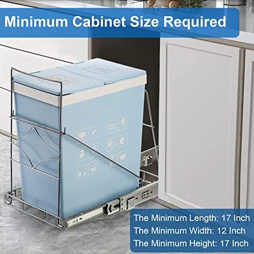 Youeon Pull Out Trash Can Under Cabinet, Adjustable Stainless Steel Under Sink Trash Can Pull Out, Slide Out Garbage Shelf, Fit for 7-11 Gallon Trash Can(Not Included) - Image 3