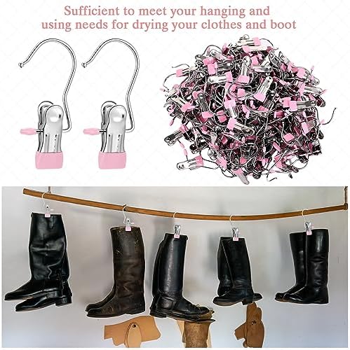 Yinder 150 Pcs Boot Hanger Clips Laundry Hooks Stainless Steel Hooks,Pink - Image 4