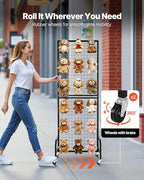 VEVOR Grid Wall Panel, 1.9 x 5.4 ft Wire Grid Panels Display Rack, Movable Art Display Shelf with Wheels and 10 Hooks, Black Carbon Steel Gridwall for Craft Show, Decoration, Storage, Notice Board - Image 4