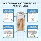 SurgiMac Glass Sundry Jar with Lid, 4 x 8.5 inch, Clear Storage Container, Compact & Durable, for Cotton Balls & Supplies | 6 Count - Image 3
