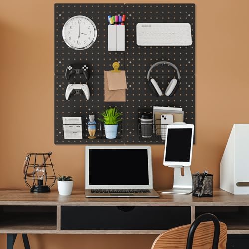 FZK Modular Plastic Pegboard Wall Organizer Kit, Black, 12x12, 4 Panels - Image 6