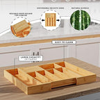Silverware Organizer with Removable Knife Block - Bamboo Utensil Organizer for Kitchen Drawers Expandable Cutlery Organizer W12.8-20.2" x L16 x H2 (Yellow) - Image 2