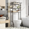 Simple Trending Over The Toilet Storage Cabinet, Metal Bathroom Shelf Organizer with Paper Holder and Hooks, 3 Tier, Black by SimpleTrending