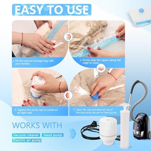 6 Pack XXL Jumbo Vacuum Storage Bags with Electric Air Pump, Space Saver Bags,Compression for Comforters and Blankets,Duvets,Pillows,Travel(47.2x35 in) - Image 6